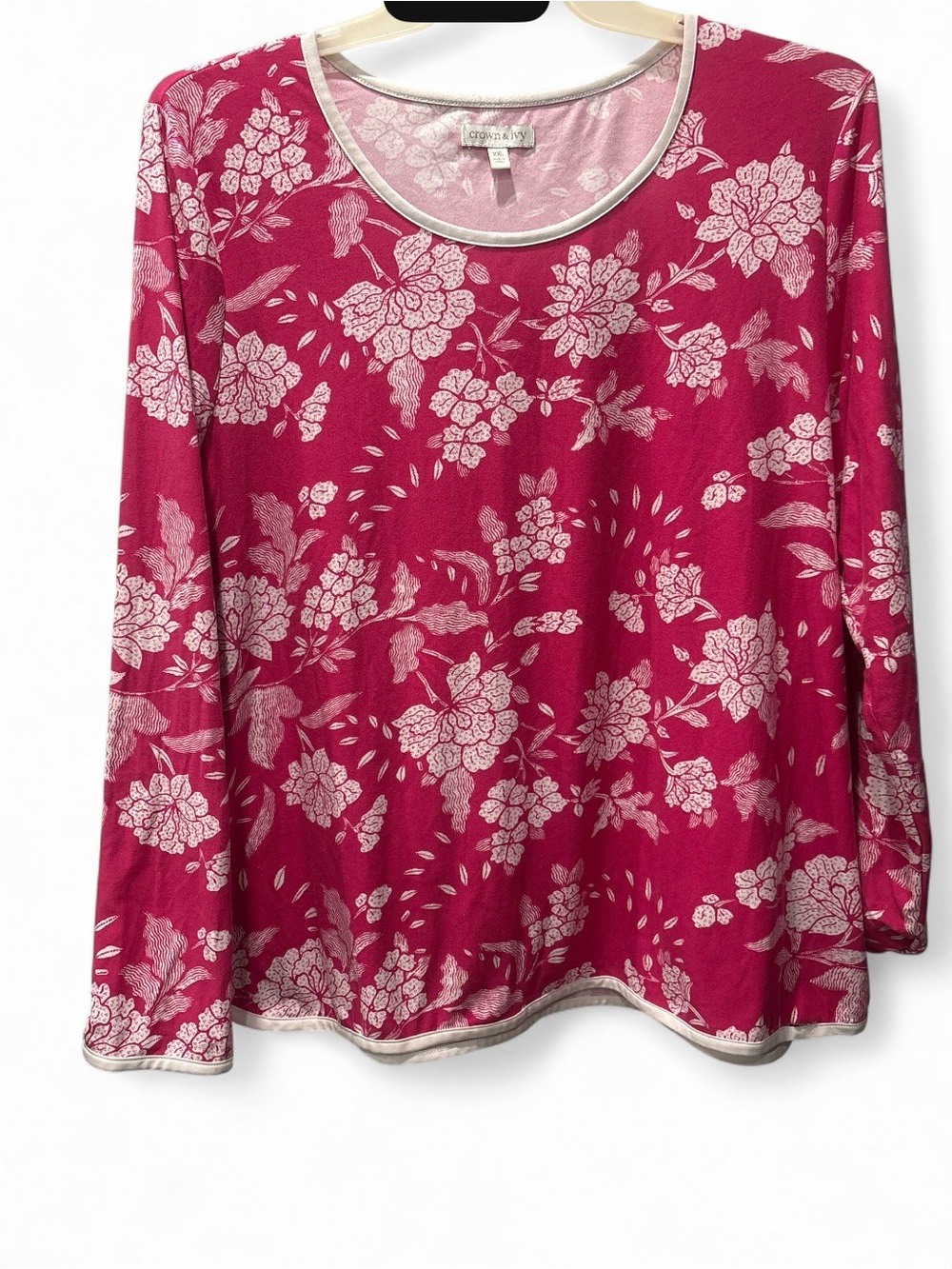 Crown&Ivy Pink Floral Long-Sleeve Women's Top xxl